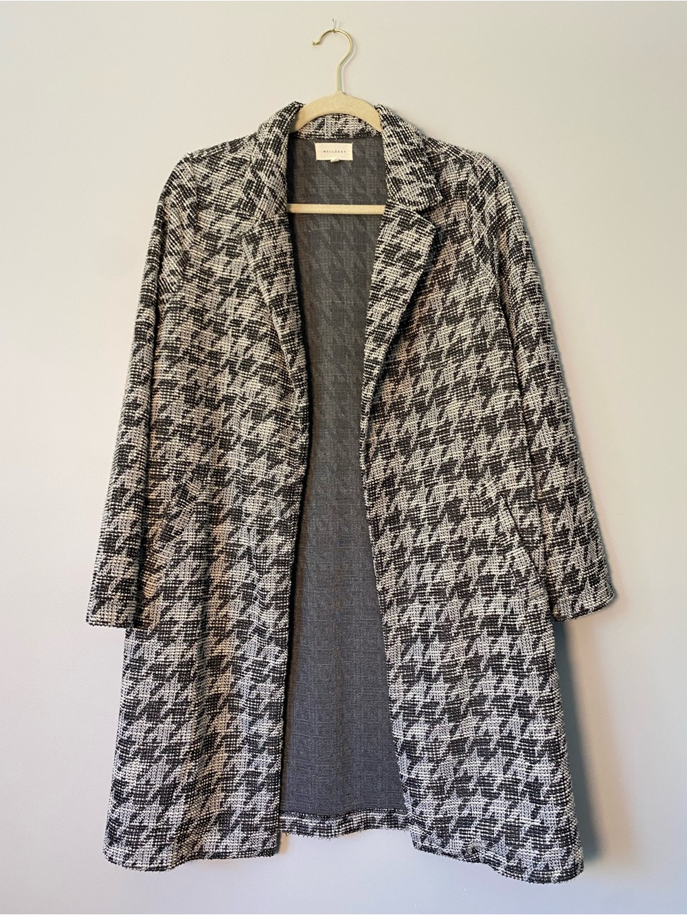 MELLODAY Soft Gray Metallic Textured long Open Front Jacket with Pockets